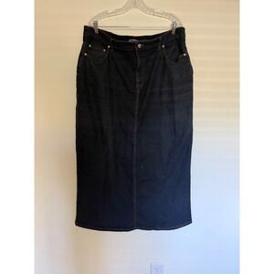 Zoey Beth Dark Wash Denim Maxi Skirt, Back Slit and Embellished Pockets Size 2X